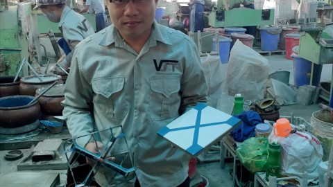 Production of cement tile
