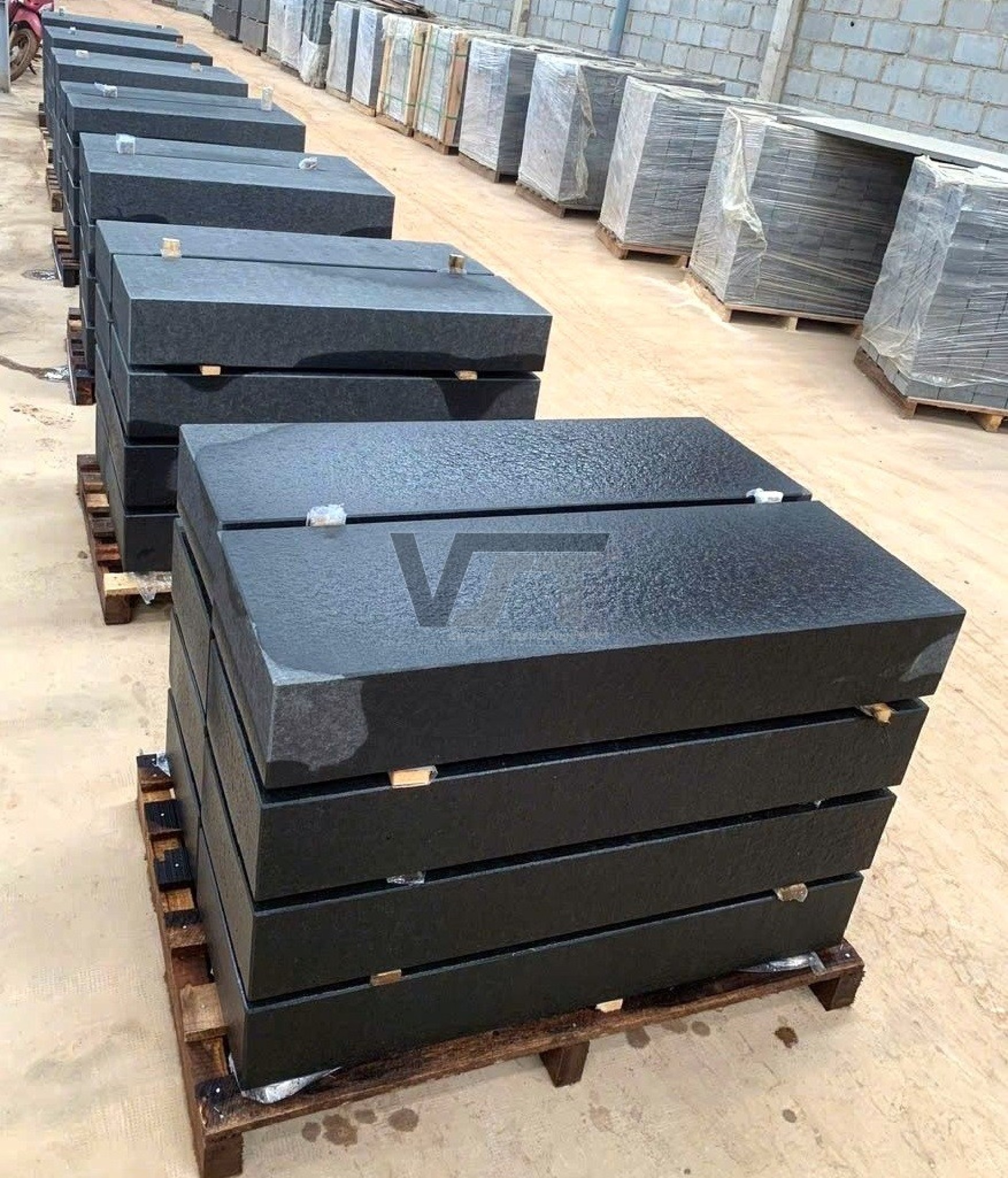 Black basalt bench flamed