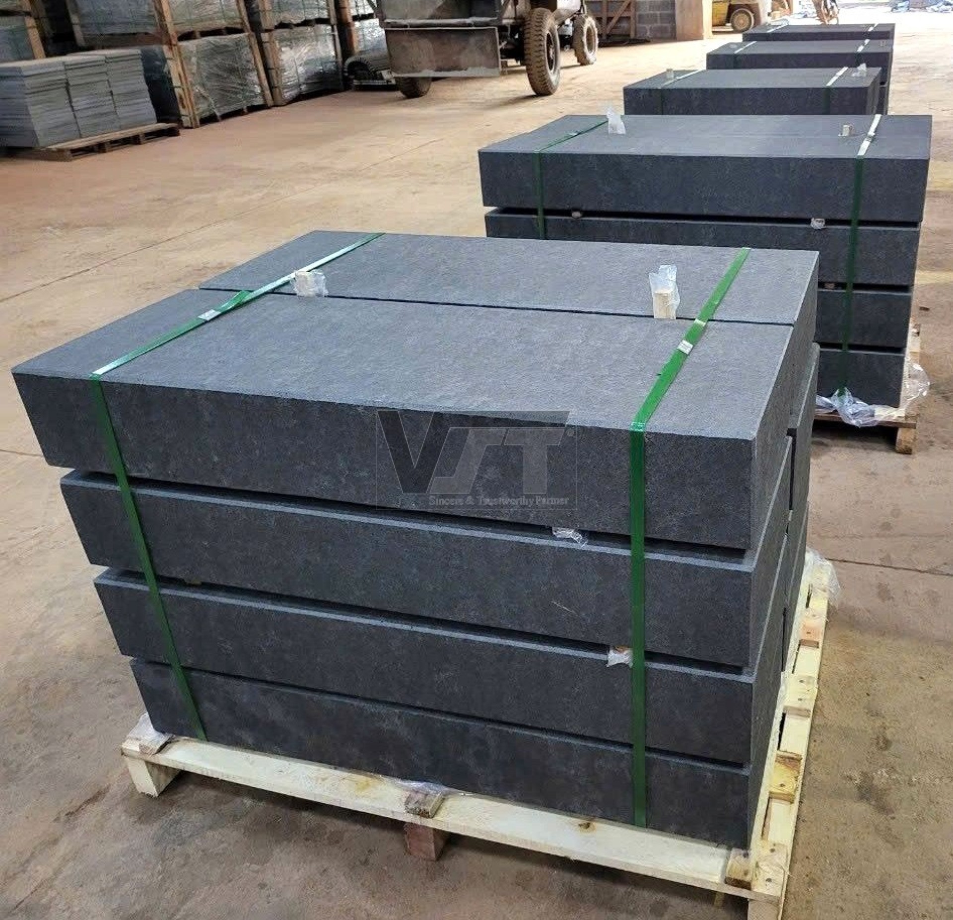 Black basalt bench flamed