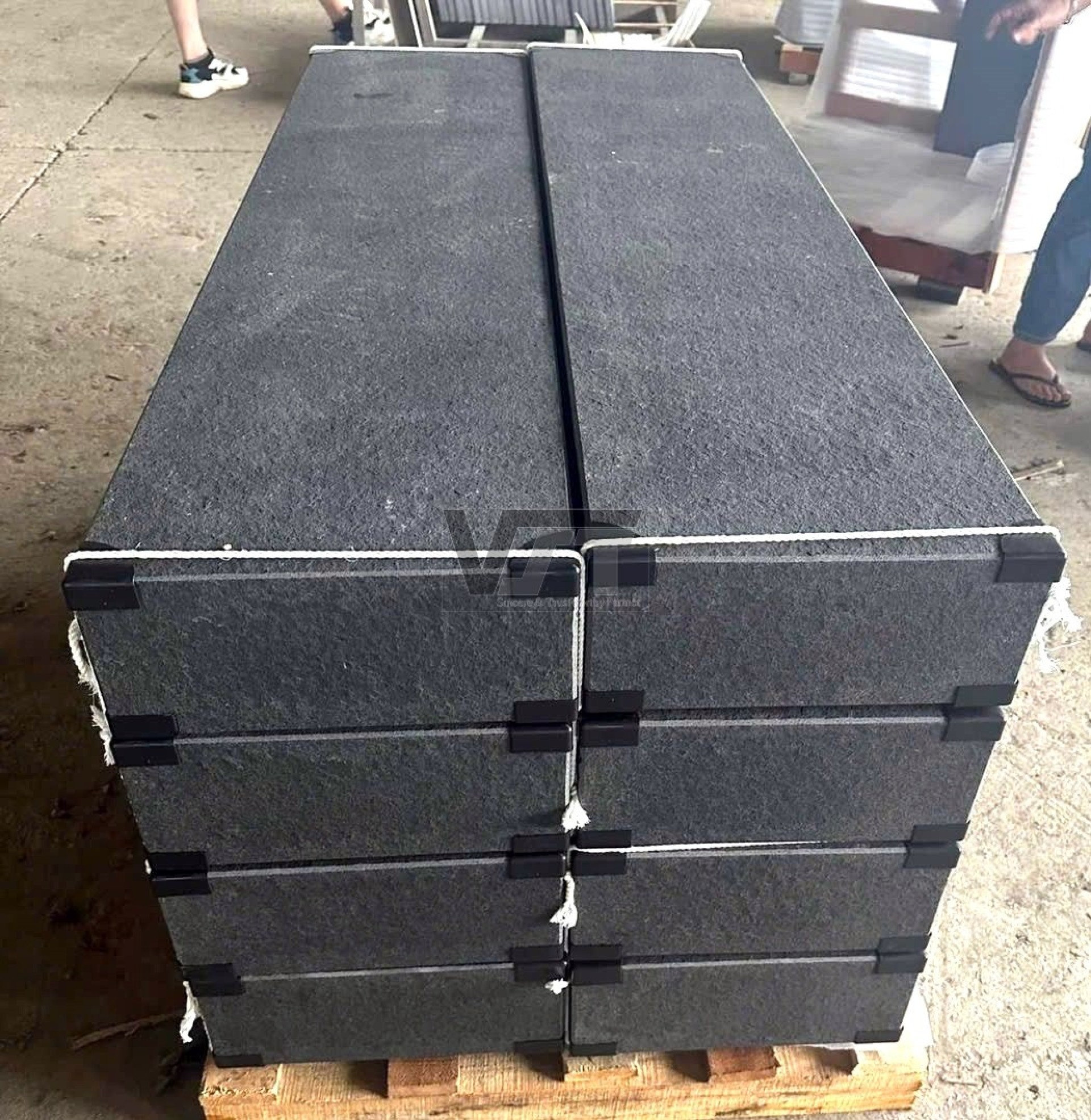Black basalt bench flamed