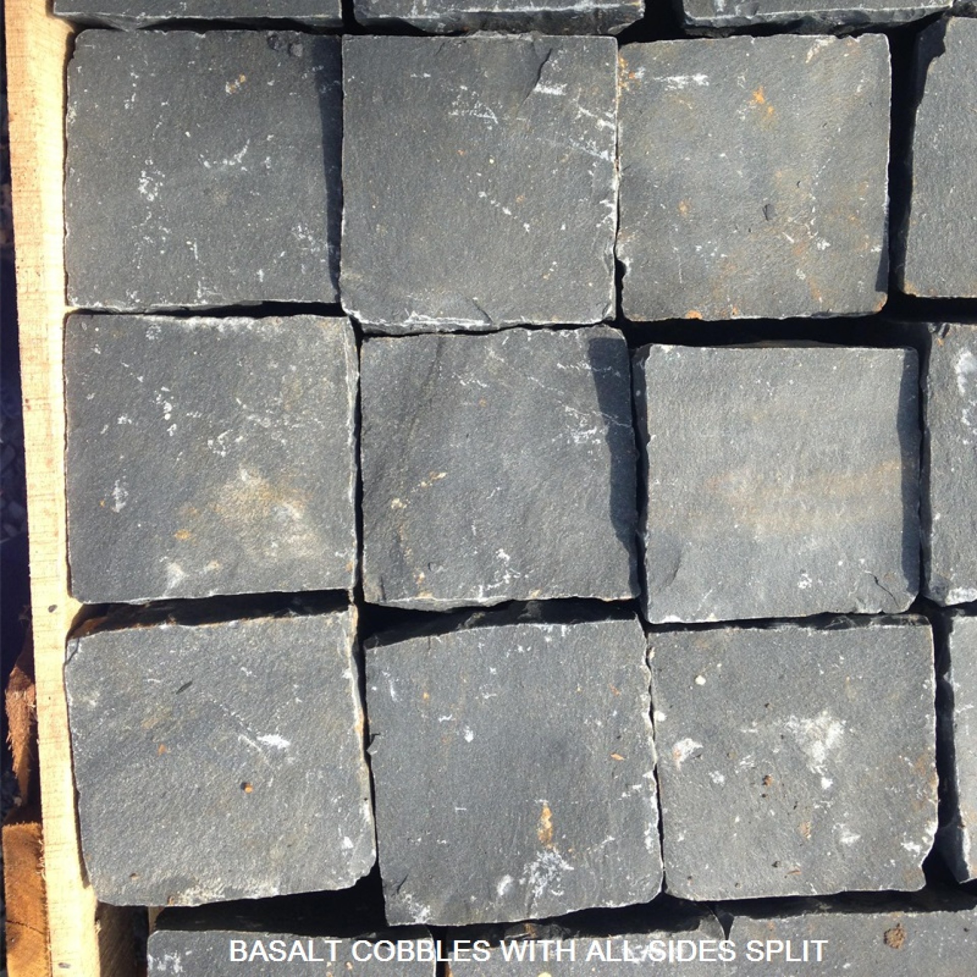 Grey basalt cobble sides all sides split