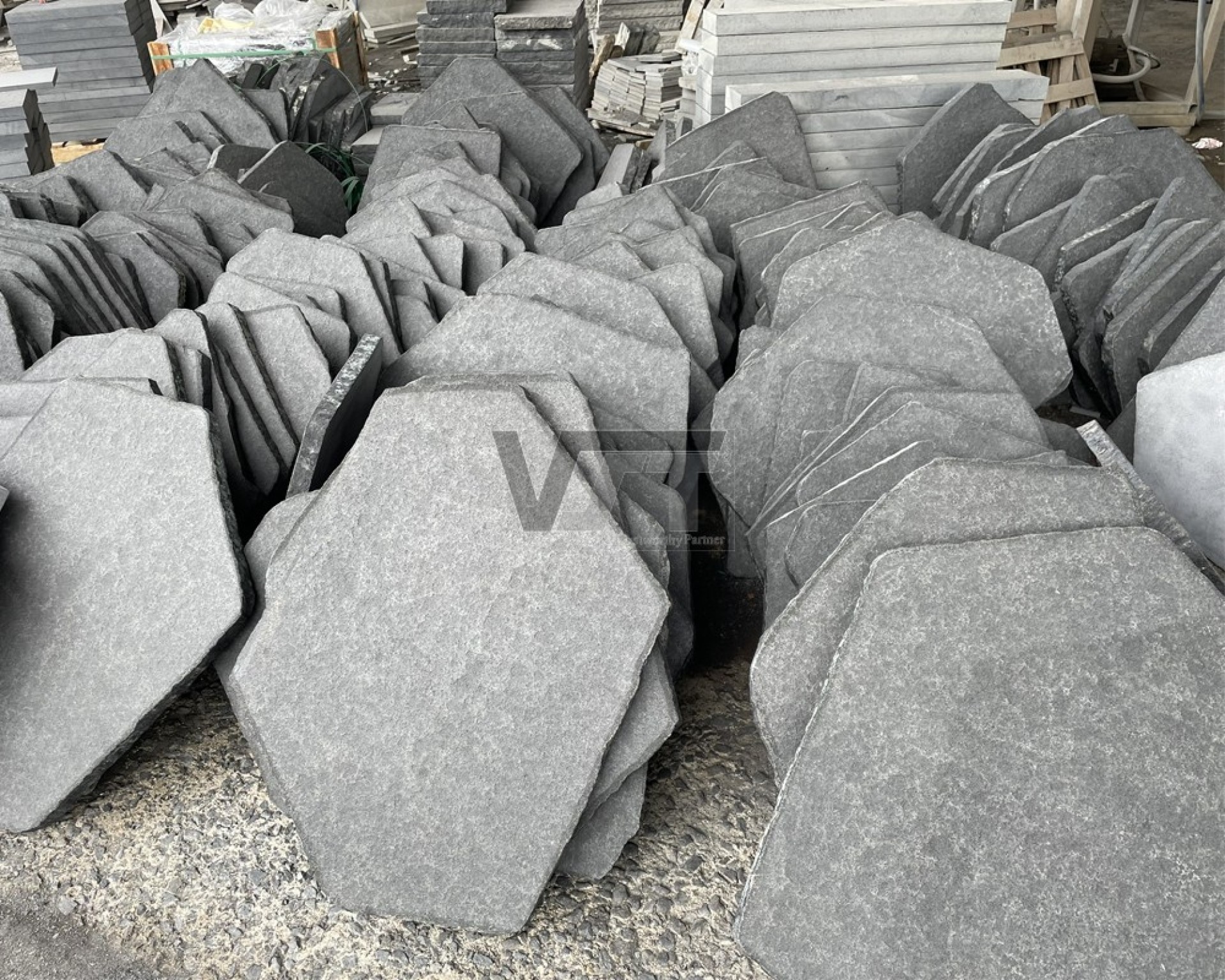 Black basalt stepping flamed