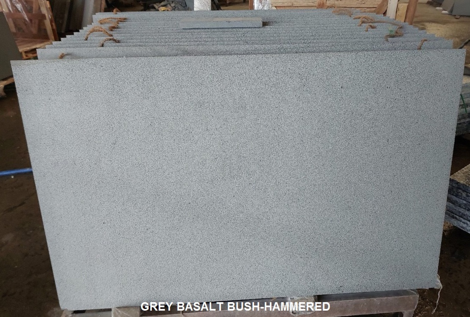 Grey basalt bush-hammered slab