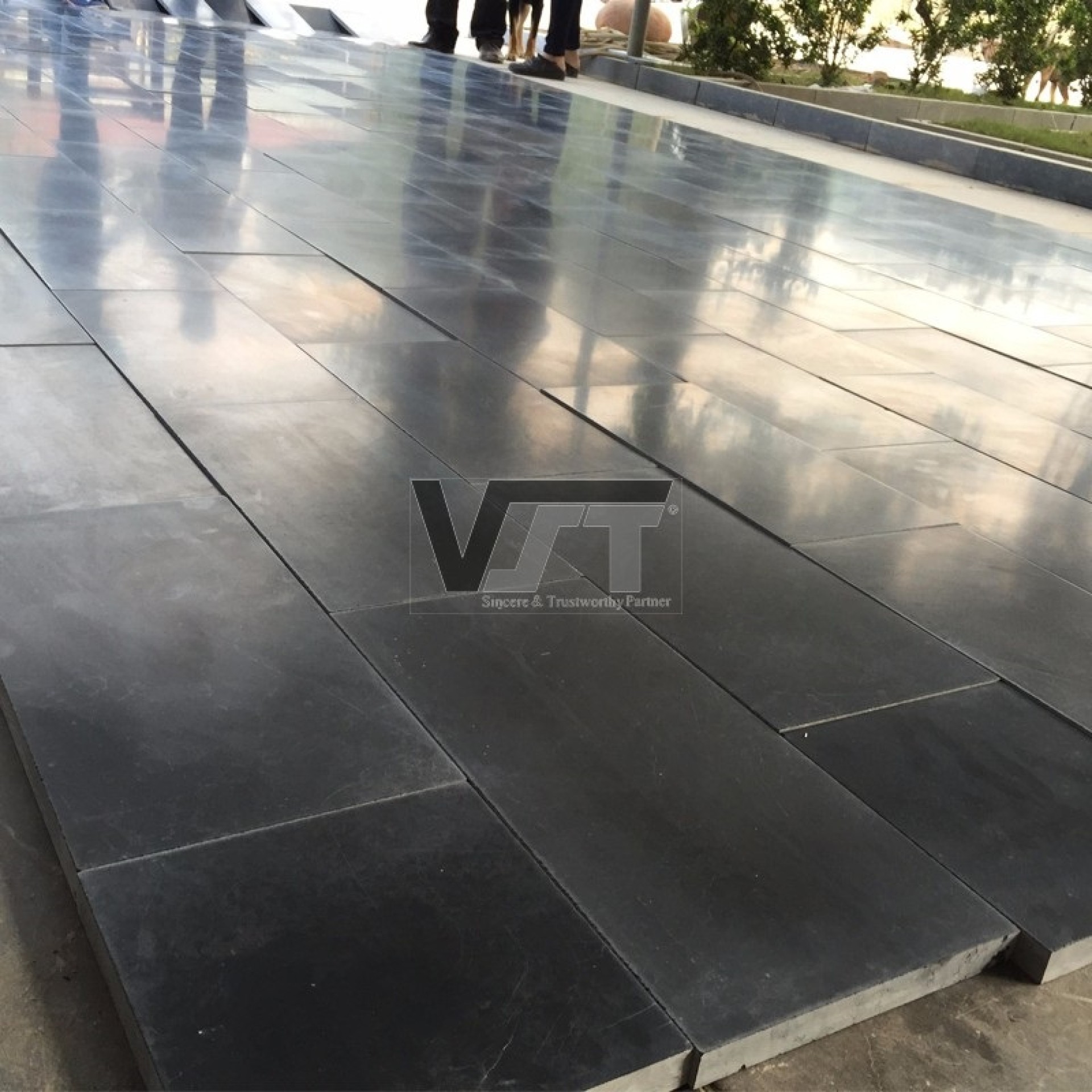 Blue limestone honed