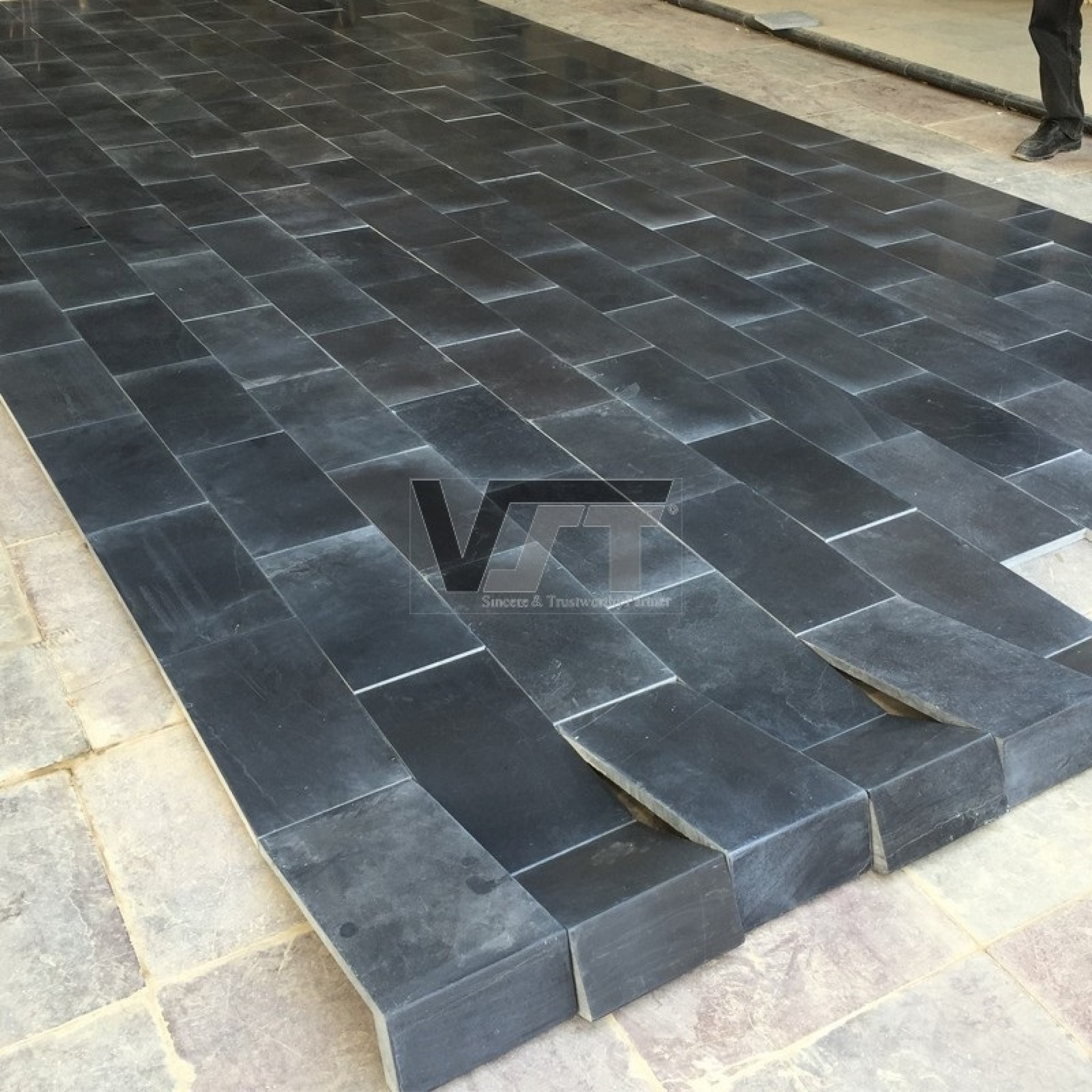 Blue limestone honed