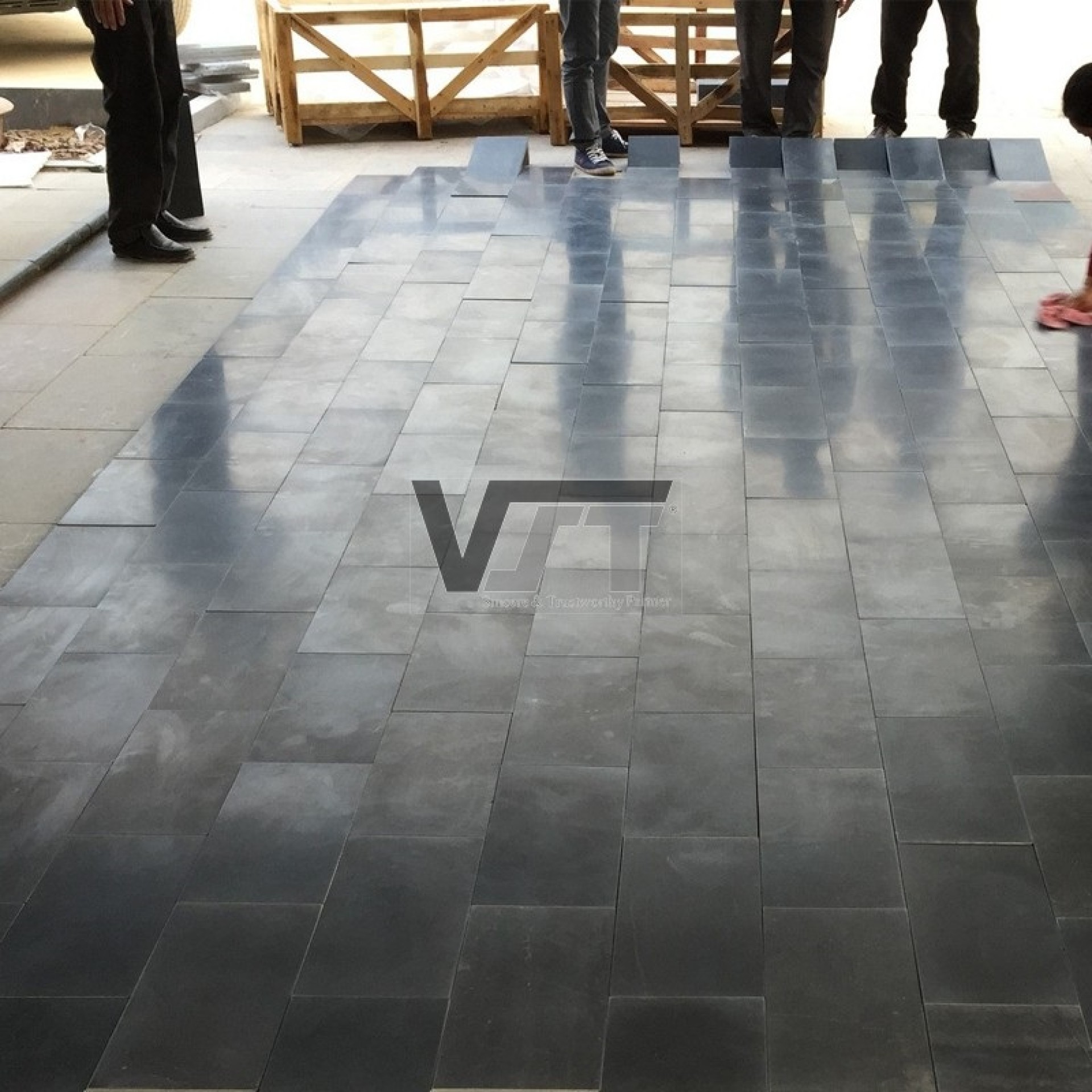 Blue limestone honed
