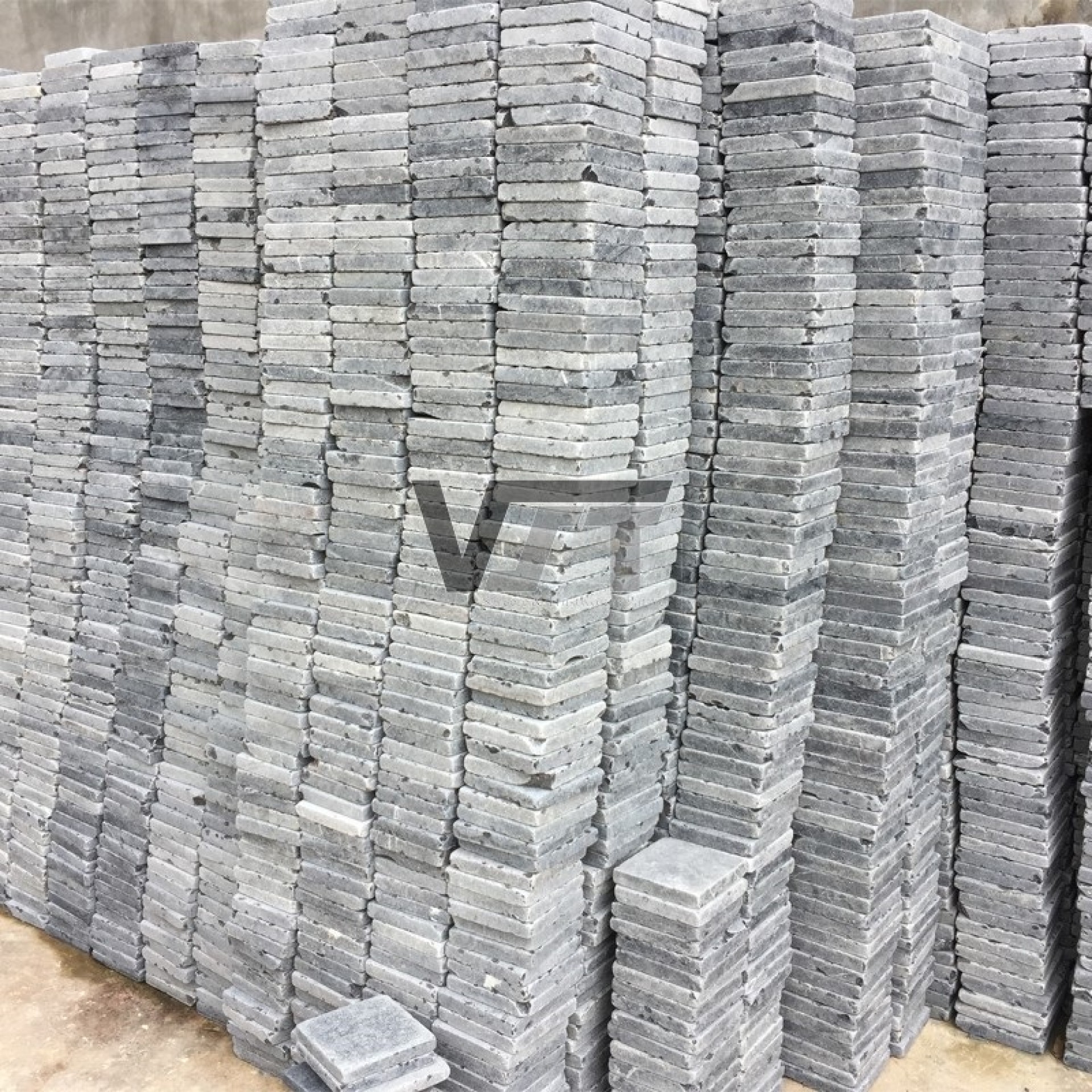 Blue limestone sandblasted and tumbled